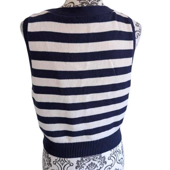 Reformation Zola Sweater Vest Womens Large Nautical Coastal Y2K Striped Cotton - Picture 4 of 13